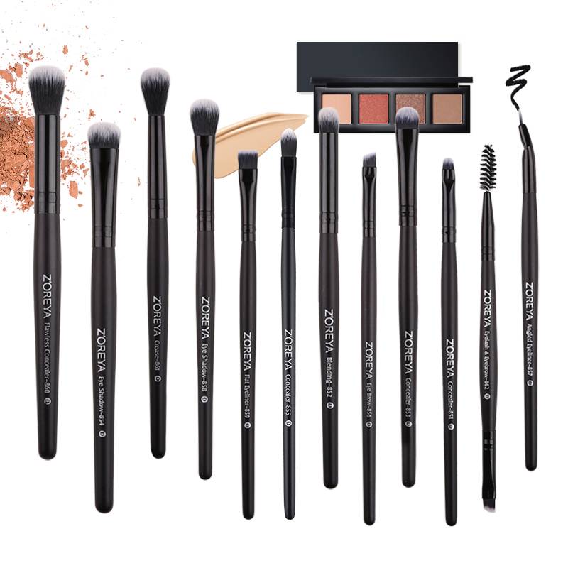 12pcs Professional Eye Brushes Sets Classical Black Makeup Brushes Set